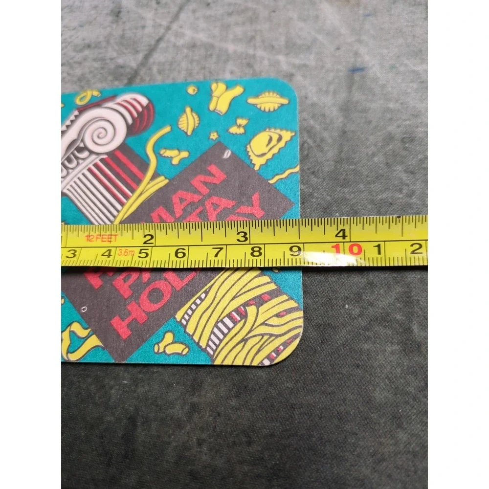 Vintage Paper Restaurant Coaster Roman‎ Pasta Holiday 80s 90s Teal Red Black